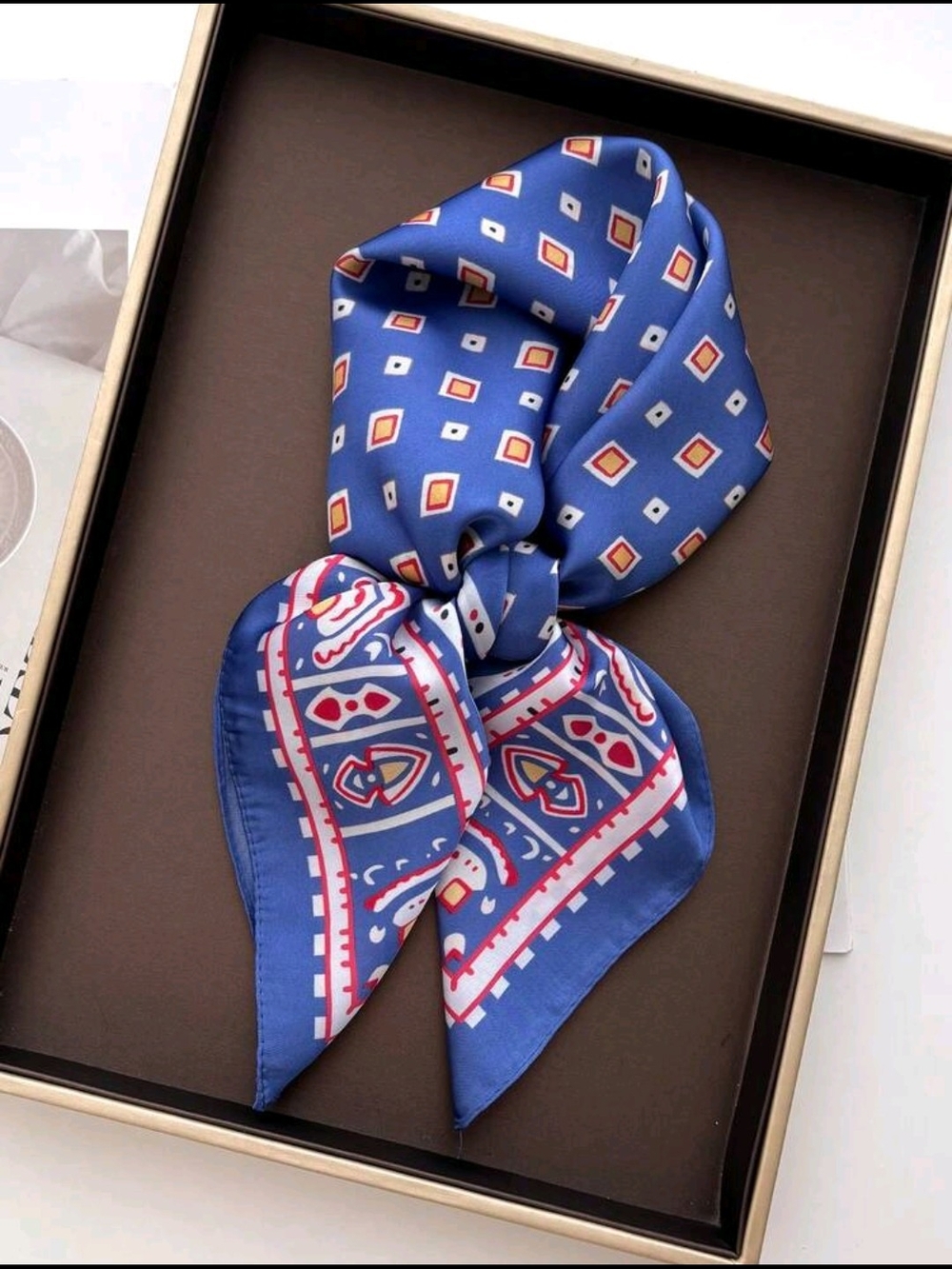 Blue Patterned Elegant Scarf